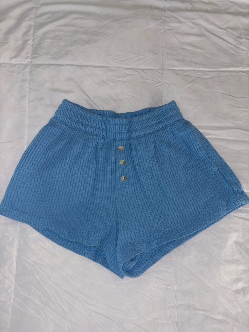 Old Navy Light Blue Waffle-Knit Lounge Shorts